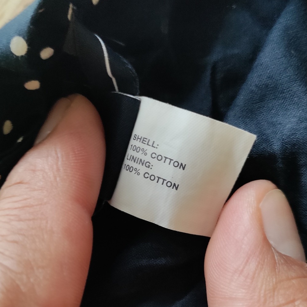 Gap Navy Blue Polka Dot Halter Midi Dress Ruffle Hem Cotton Size 4 - Picture 4 of 7
